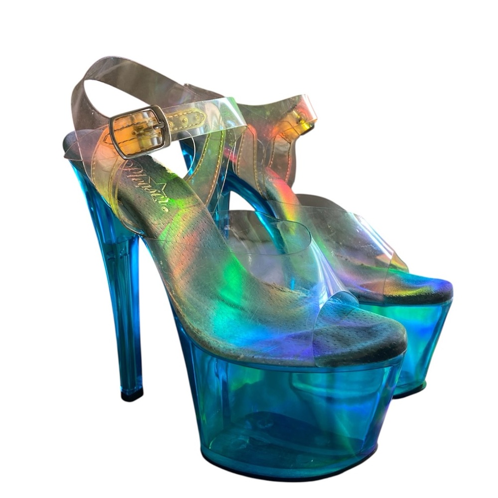 Pleaser Iridescent Blue Platform Heels
